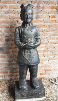 Figur Chinesischer Krieger Guss-Stein 120 cm Frostsicher Stehend Garten Statue