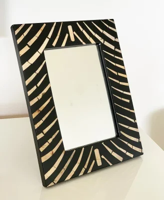 Kleiner Standspiegel Afrika Zebra-Optik Zum Hinstellen Tisch Kommode Kokosnuss