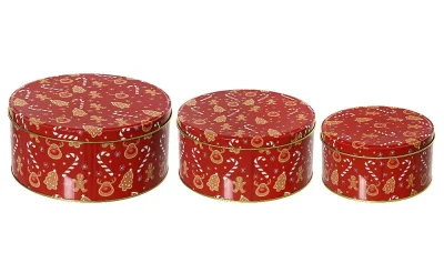 Keksdosen Set Weihnachten Rot Plätzchendosen 3 Stück Gebäckdosen Weihnachtsmotive