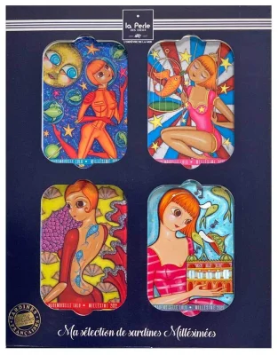 La Perle des Dieux Geschenkset Jahrgangssardinen Lulu Coralie Joulin