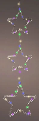 LED Sterne Bunt Fensterdeko Innen und Außen Weihnachtsdeko Batterie Timer 63 cm