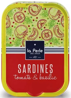 La Perle des Dieux Sardinen mit Tomate und Basilikum - Dose 115 g