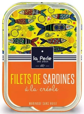La Perle des Dieux Sardinen-Filets auf kreolische Art - Ohne Öl - Dose 115 g