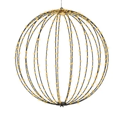 Leuchtkugel Weihnachten zum Hängen LED Kugel Metall Schwarz Stecker Timer Outdoor 58 cm - 480 LED