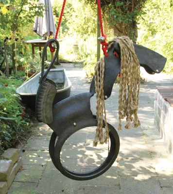 Kinderschaukel Pferdeschaukel Reifenschaukel Gartenspielzeug Schaukelpferd