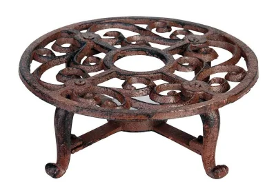 Rustikales Stövchen Warmhalteplatte Rund Gusseisen Braun Antik-Stil 18,5cm