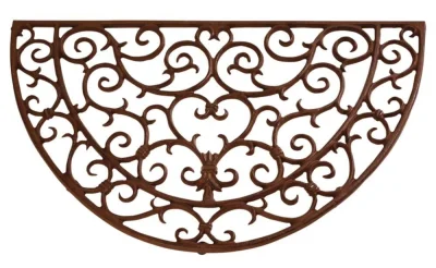 Fußabtreter Fußmatte Gusseisen Jugendstil Halbrund Antik-Braun 67x40cm