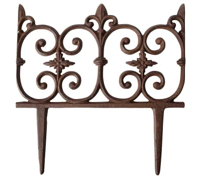 Beetzaun Beeteinfassung Gusseisen Lilie Beetumrandung Antik-Stil Braun 26x28cm