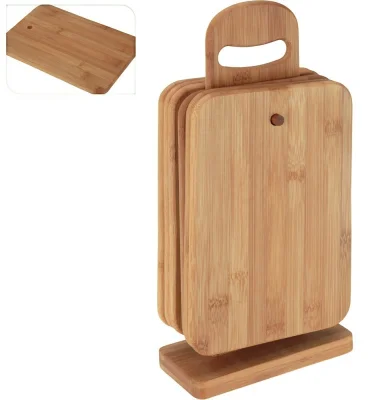 Frühstücksbrettchen Bambus Set 6 Stück mit Ständer Brettchen Schneidebrett Holz