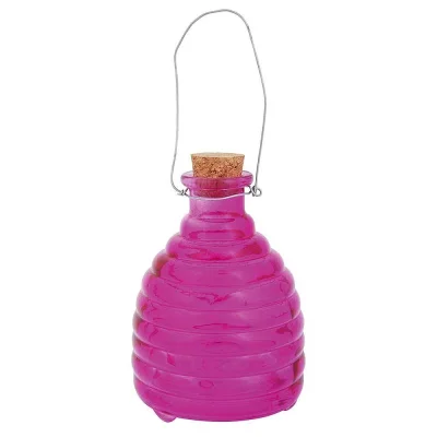 Wespenfalle Glas zum Aufhängen Insektenfalle Geriffelt Lila 13cm