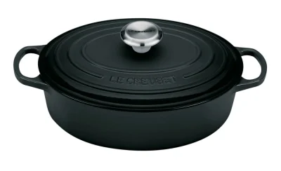 Le Creuset Gourmet-Bräter Signature Oval Guss Schwarz 27cm